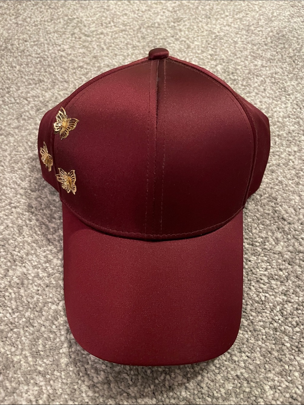 Steve Madden burgundy satin baseball cap